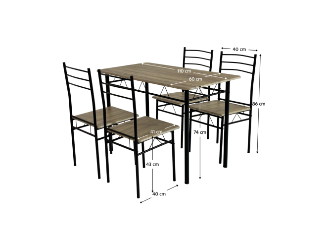 Stol + 4 stolice Mako