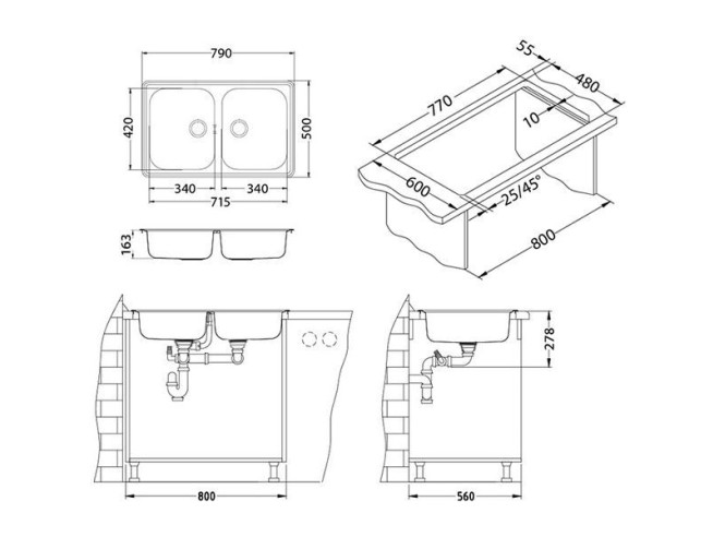 Sudoper Ugradbeni Line 90
