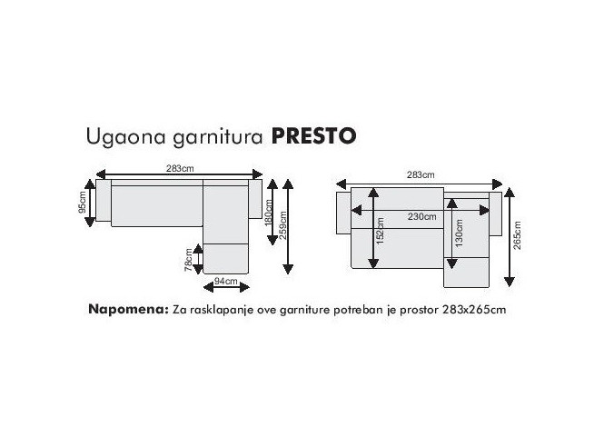 Kutna garnitura Presto